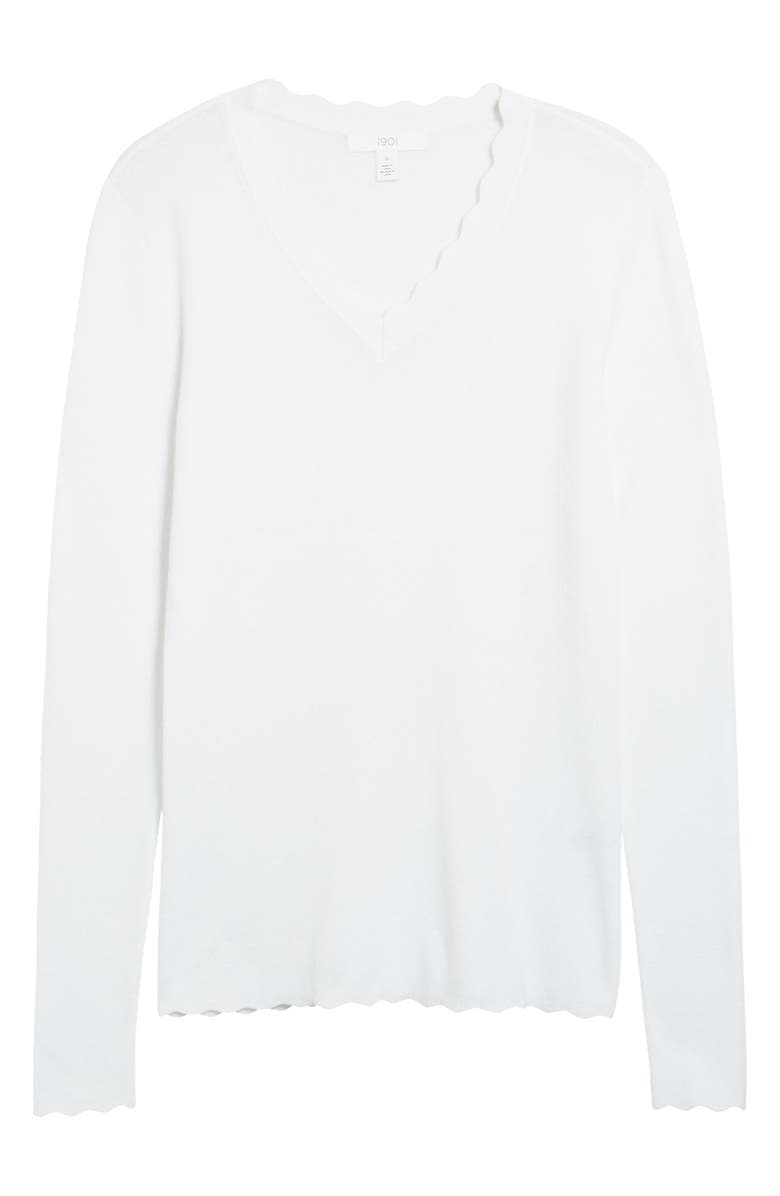 1901 Scallop Trim V-Neck Sweater, Main, color, 