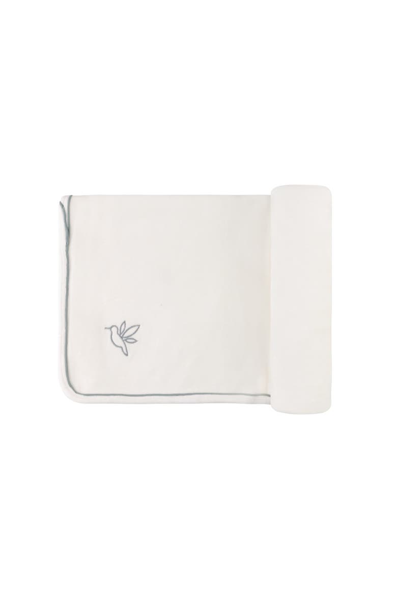 Velour Embroidered Bird & Butterfly Collection - Blanket, Main, color, Ivory