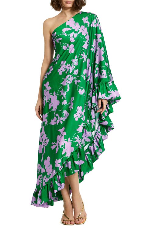Mac Duggal Women's Floral Draped Asymmetric Maxi Dress In Green Multi