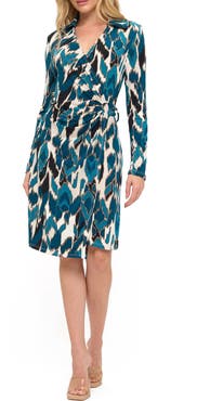 O.L. Long Sleeve Faux Wrap Dress