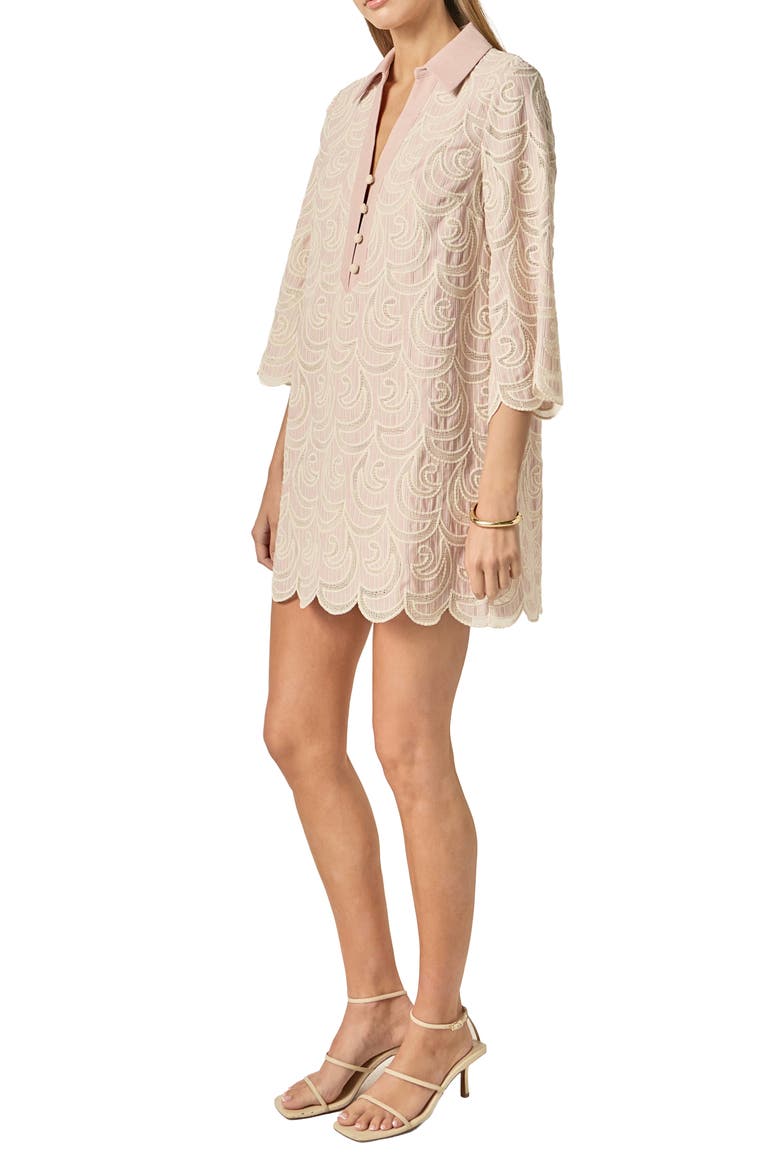 Embroidered Scallop Hem Minidress, Alternate, color, LIGHT PINK