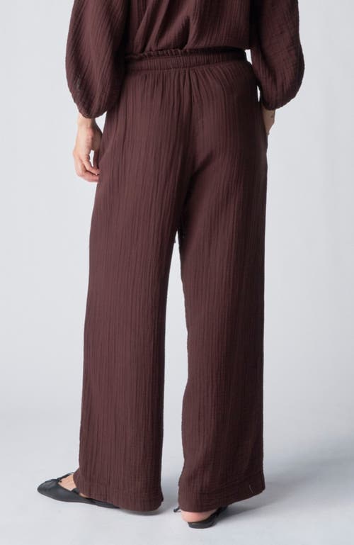 Ocean + Main Ocean+main Gauze Palazzo Pant In Brown