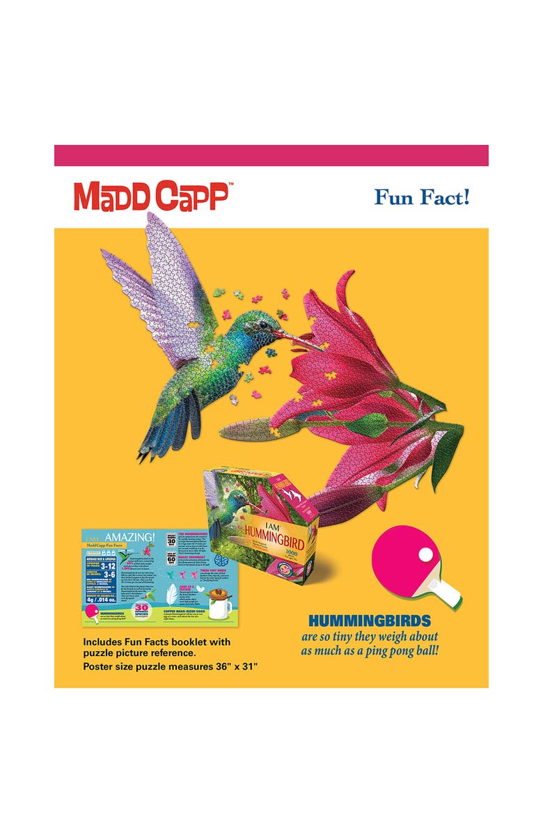 Madd Capp I Am Hummingbird 1000 Piece Bird Shaped Puzzle, Alternate, color, Multicolored