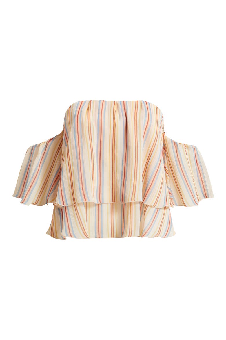 Off the Shoulder Stripe Top, Alternate, color, ECRU