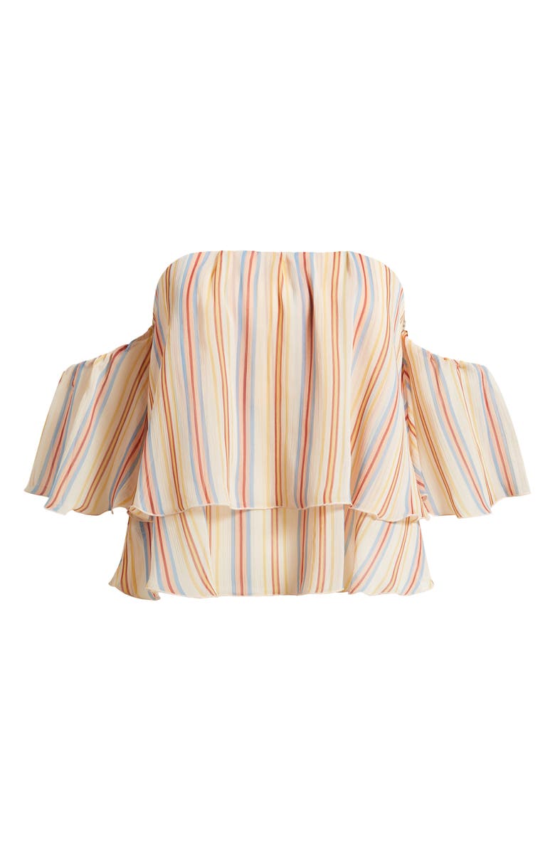MANGO Off the Shoulder Stripe Top, Main, color, Ecru