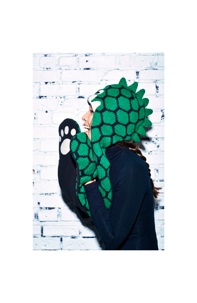 Nirvana Designs Dinosaur Hatscarf, Alternate, color, Green