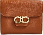 FERRAGAMO Double Gancio Leather Compact Wallet
