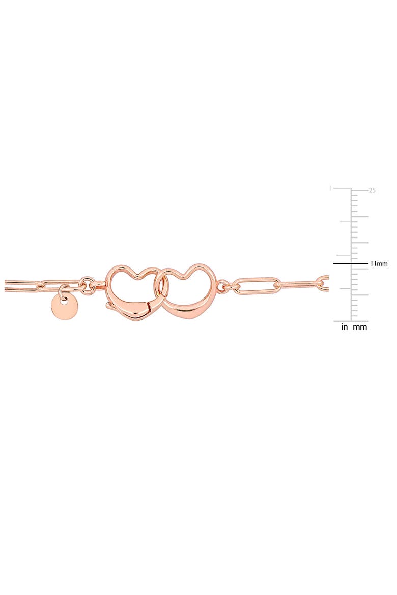 Heart Clasp Paper Clip Chain Bracelet, Alternate, color, ROSE