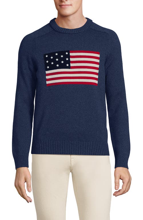 Lands' End Classic Cotton Drifter Signal Flags Crew Neck Sweater