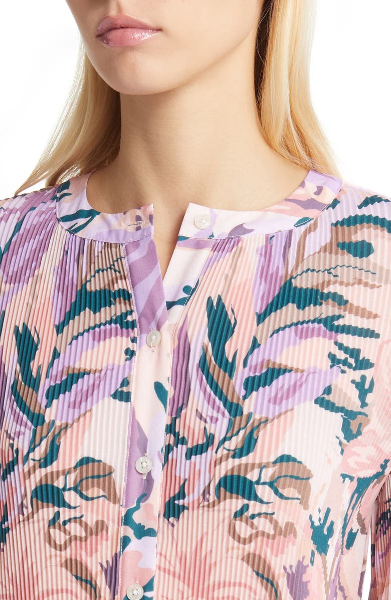 Misook Floral Long Sleeve Crêpe de Chine Dress, Alternate, color, 