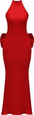 HOUSE OF CB Ilaria Backless Bow Halter Dress
