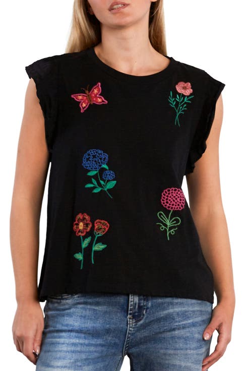 Aurora Petal Embroidered Sleeveless T-Shirt
