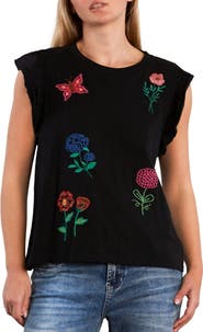 Billy T Aurora Petal Embroidered Sleeveless T-Shirt