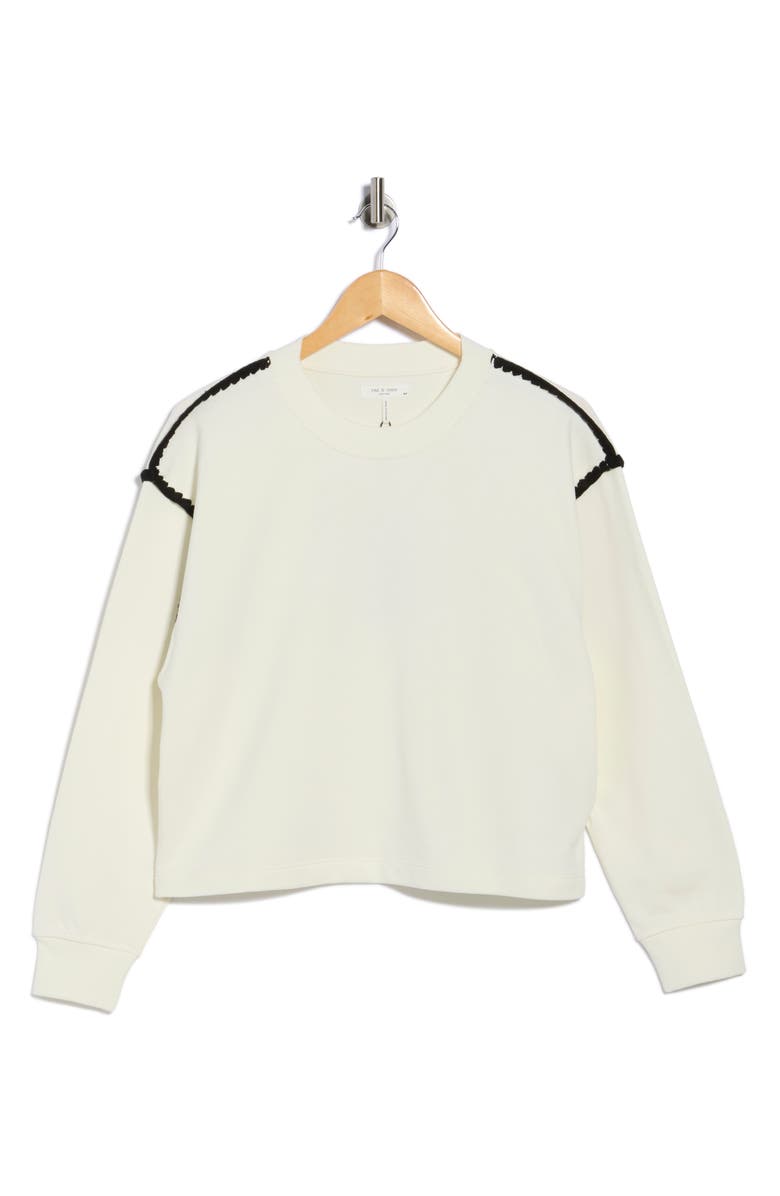 rag & bone Blanket Stitched Crop Sweatshirt, Main, color, Chalk