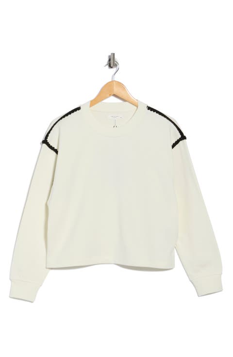 Blanket Stitched Crop Sweatshirt
