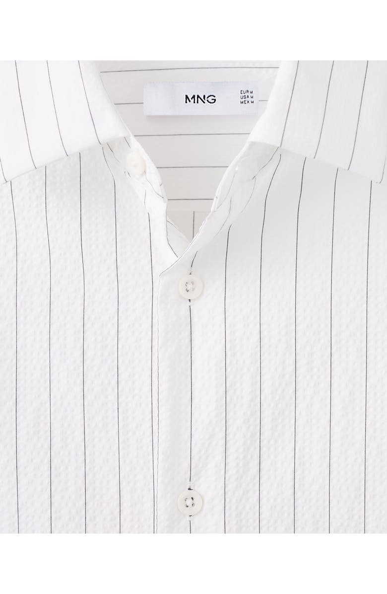 MANGO Textured Pinstripe Button-Up Shirt, Alternate, color, White