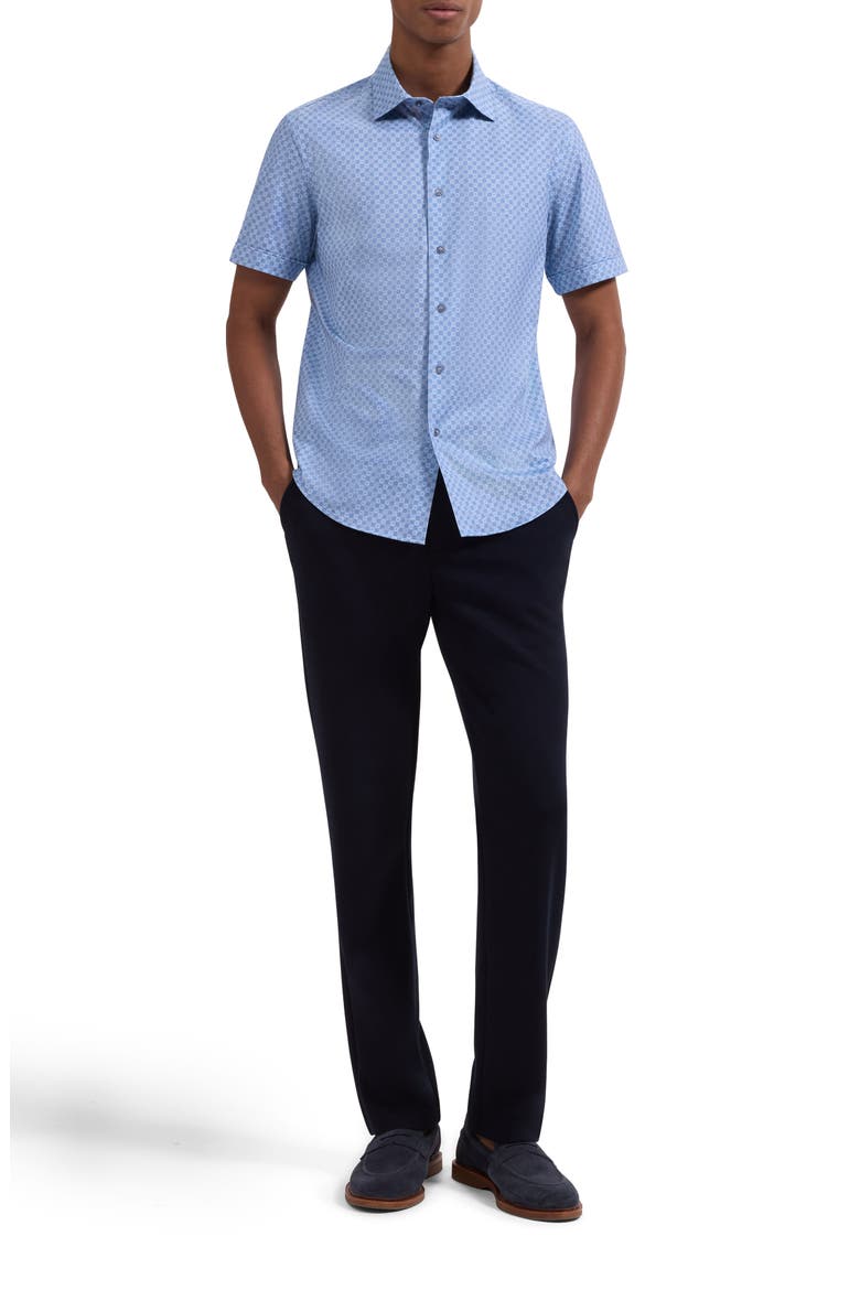 Miles OoohCotton® Medallion Print Short Sleeve Button-Up Shirt, Alternate, color, AIR BLUE