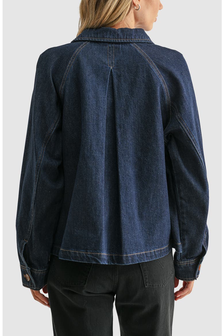 Pocket Detail Denim Jacket, Alternate, color, DARK DENIM
