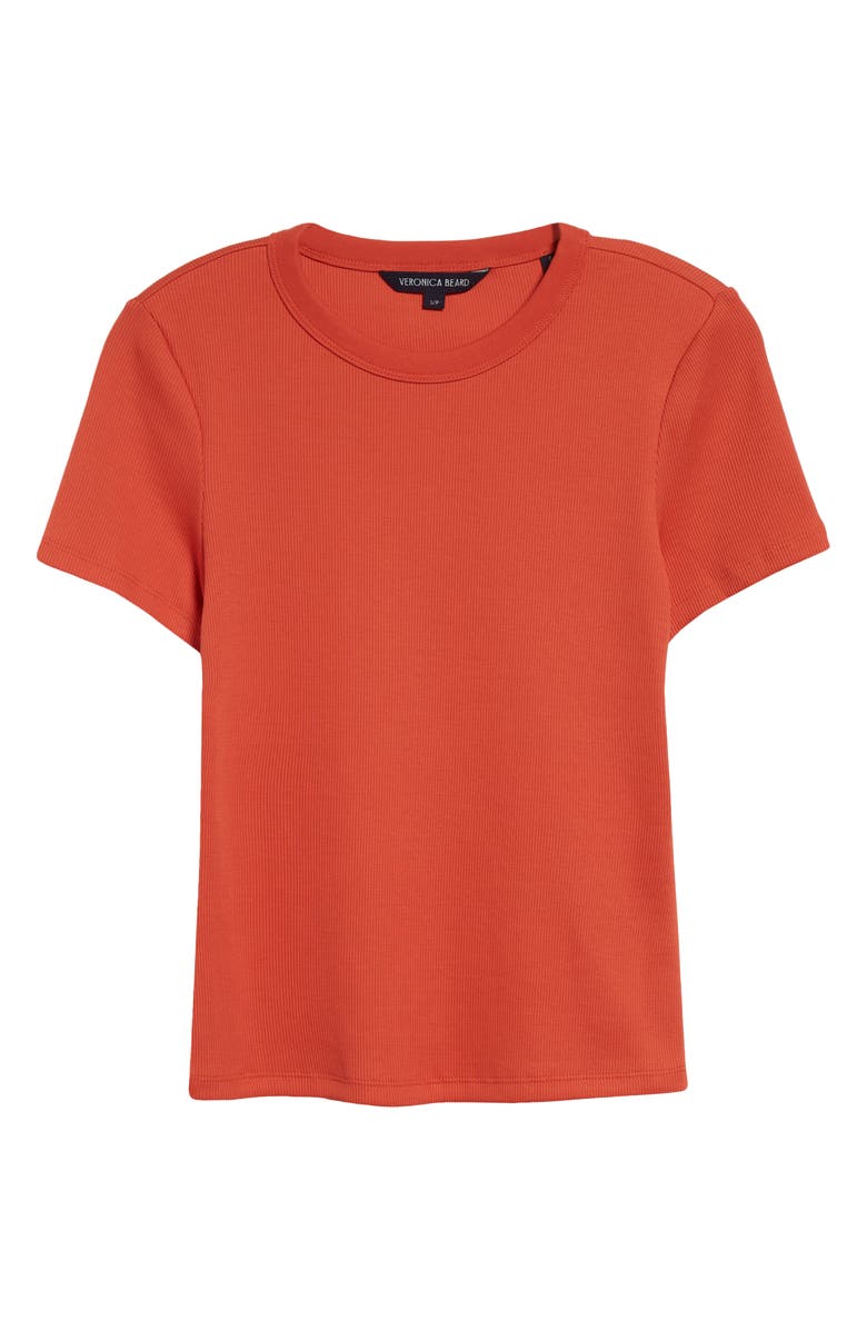 Veronica Beard Pruitt Stretch Cotton Rib Top, Alternate, color, Persimmon