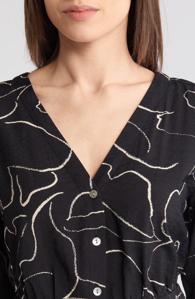 Madewell Lusterweave V-Neck Button-Front Shirt, Alternate, color, True Black