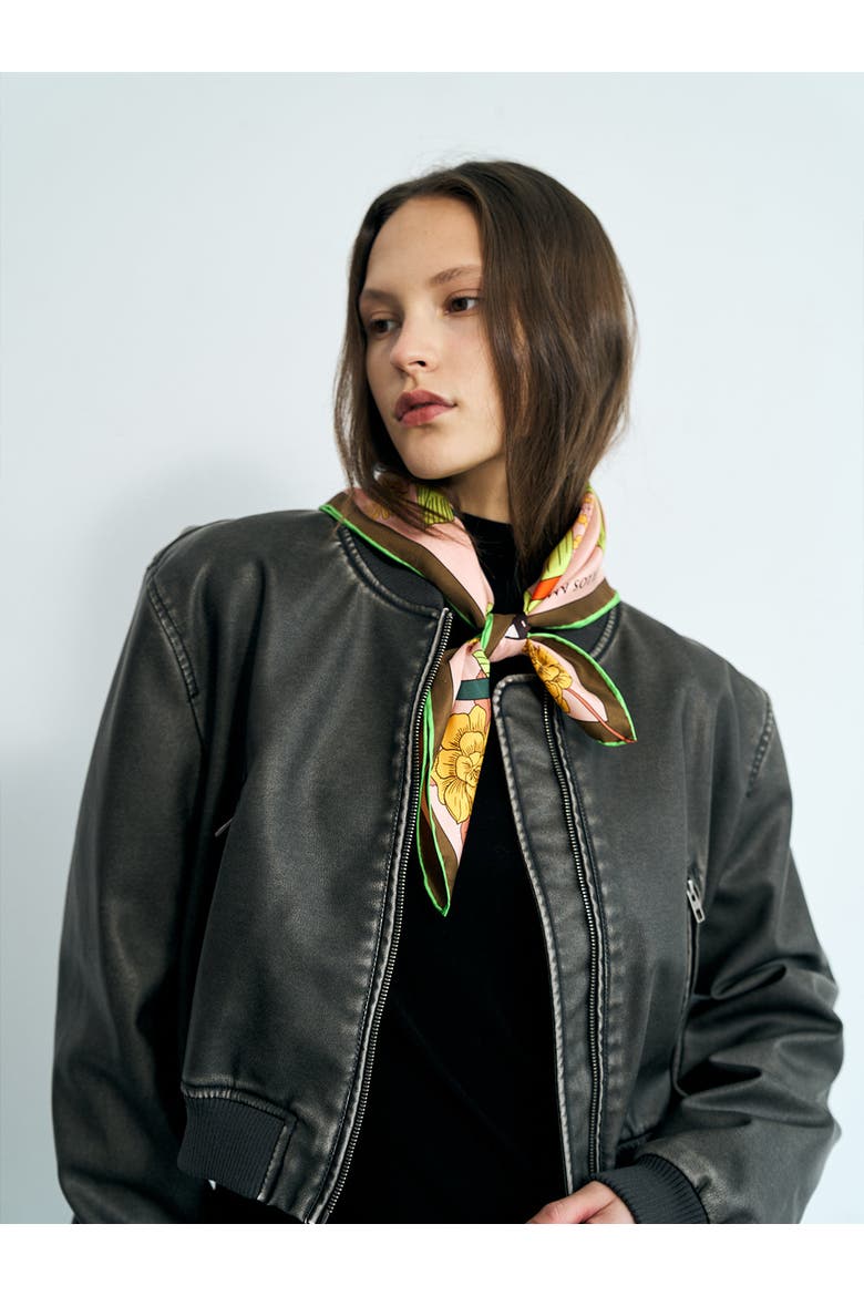 "House of Frida" Silk Bandana Scarf, Alternate, color, Neon Green