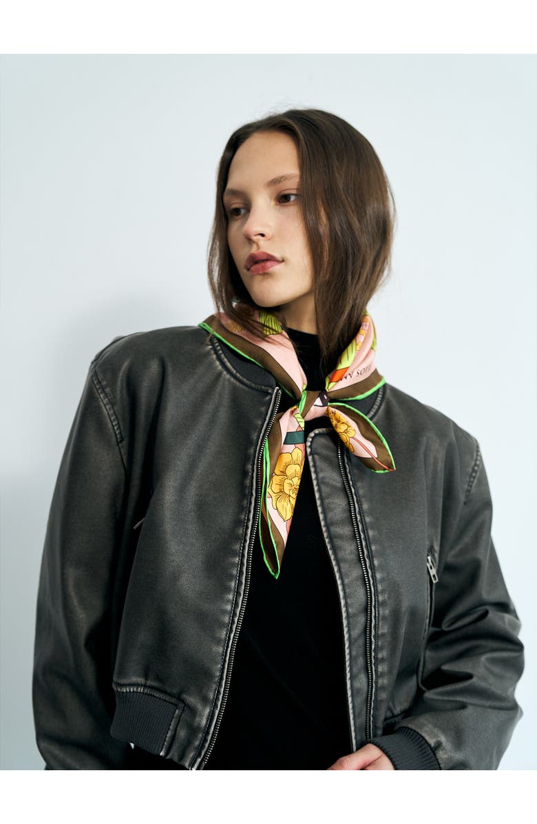 Lost Pattern "House of Frida" Silk Bandana Scarf, Alternate, color, Neon Green