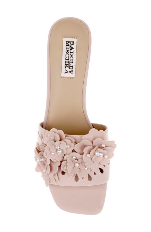 Badgley Mischka Oralia Beaded Floral Slide Sandal In Pink
