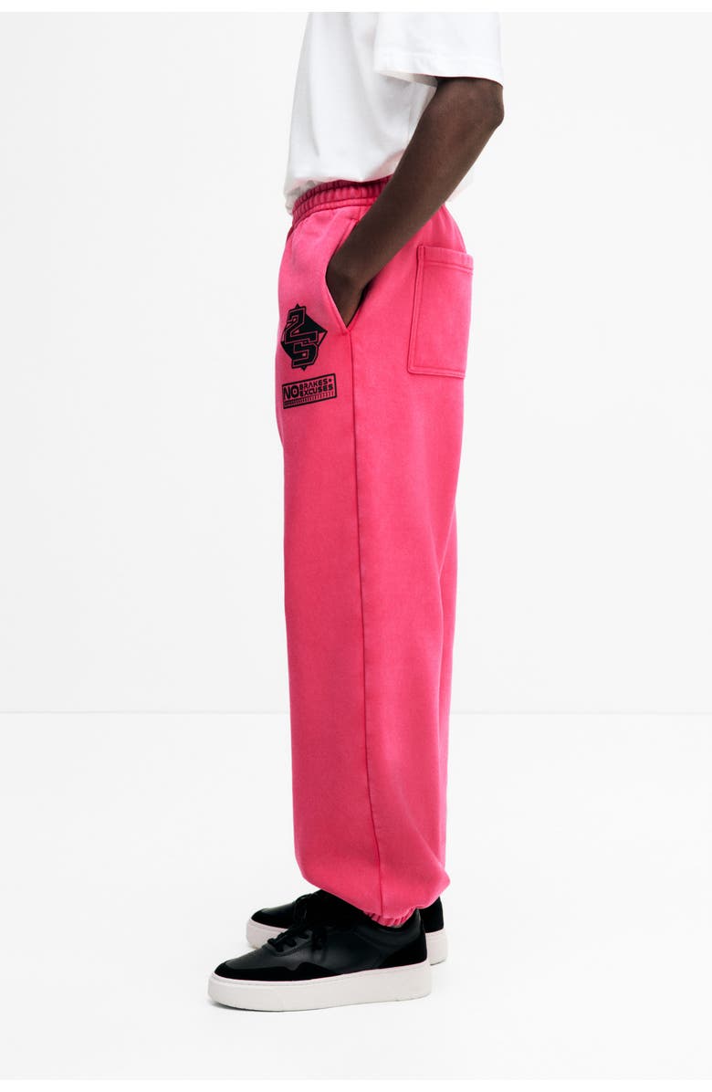 H&M Relaxed Fit Print-motif Sweatpants, Alternate, color, Cerise