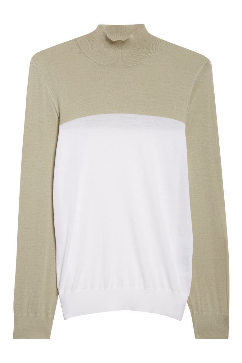 Two-Tone Wool Turtleneck Sweater, Alternate, color, WHITE/ SAGE