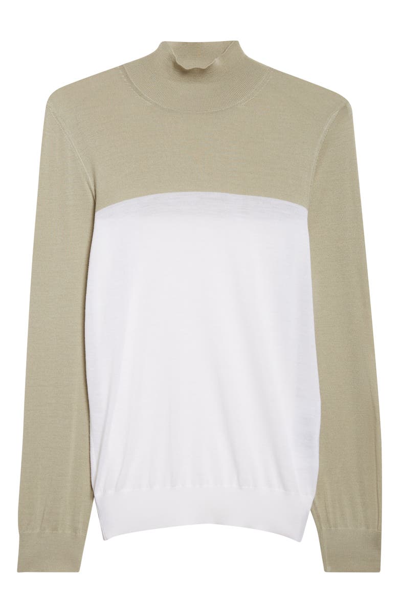FERRAGAMO Two-Tone Wool Turtleneck Sweater, Main, color, White/ Sage