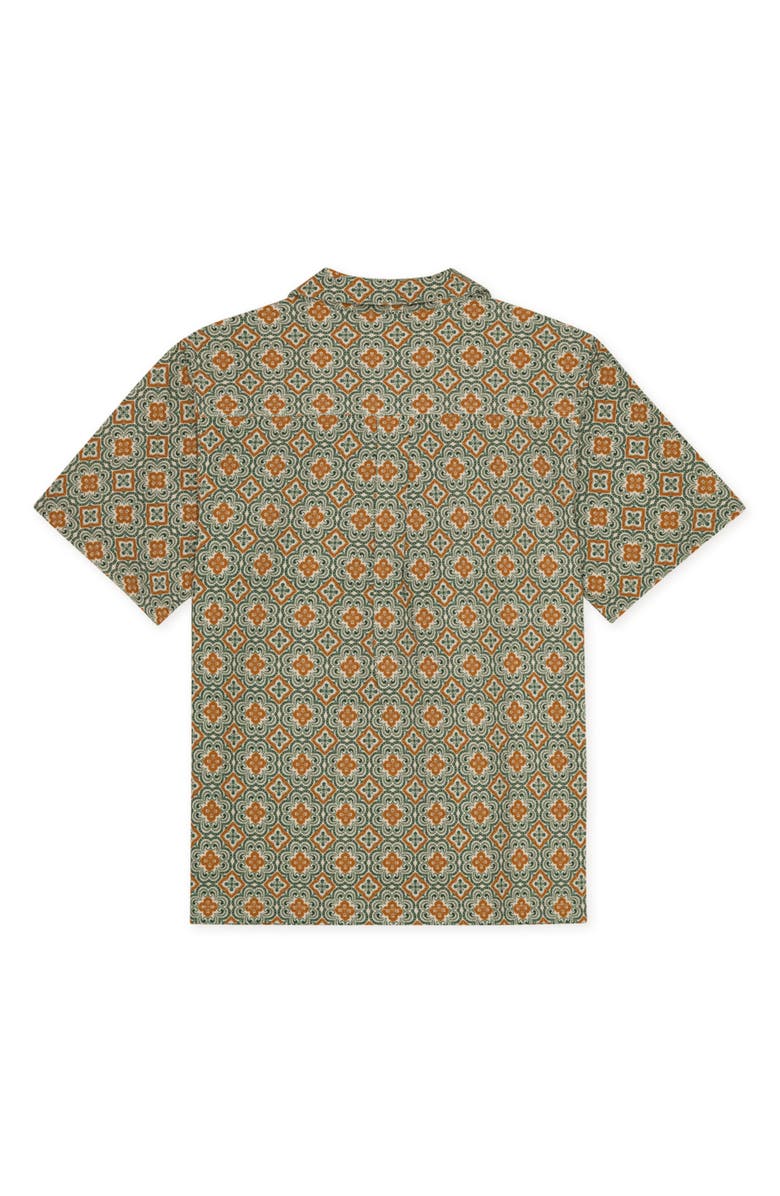 Les Deux Lukas Arabesque Print Short Sleeve Button-Up Shirt, Alternate, color, Sea Moss Green