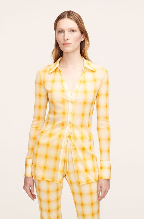REBECCA TAYLOR REBECCA TAYLOR OMBRE PLAID MESH BUTTON DOWN SHIRT 