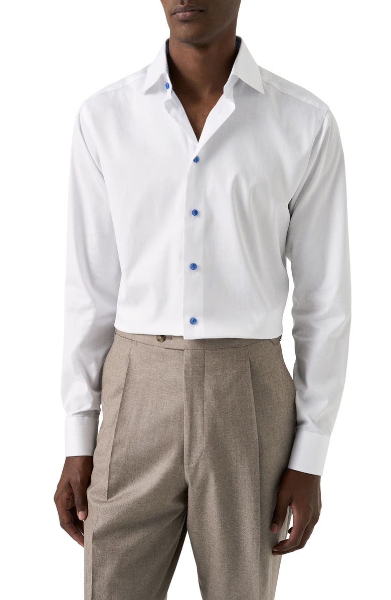 Eton Contemporary Fit Geometric Twill Dress Shirt, Main, color,