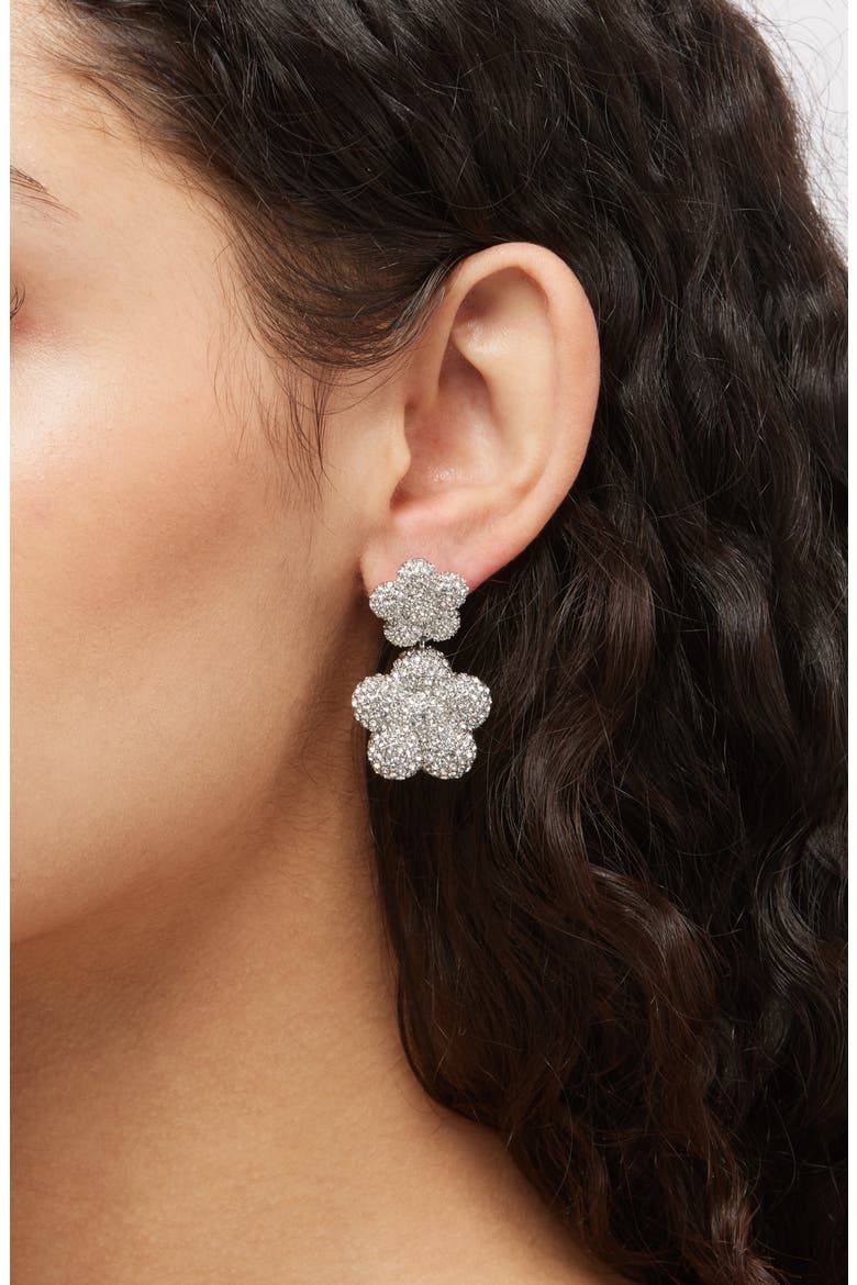 Daisy Balloon Drop Earrings, Alternate, color, SILVER/CRYSTAL