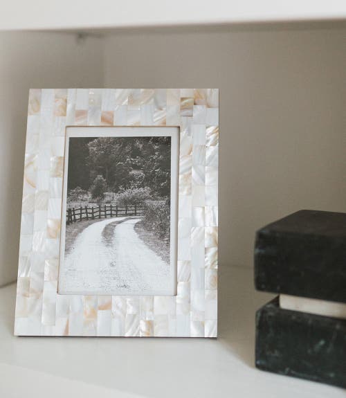 Matr Boomie Chitra 5x7 Mother-of-pearl Picture Frame In White