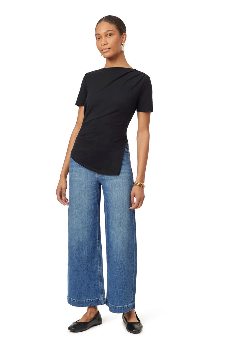 Gathered Asymmetric Tee, Alternate, color, BLACK NIGHT
