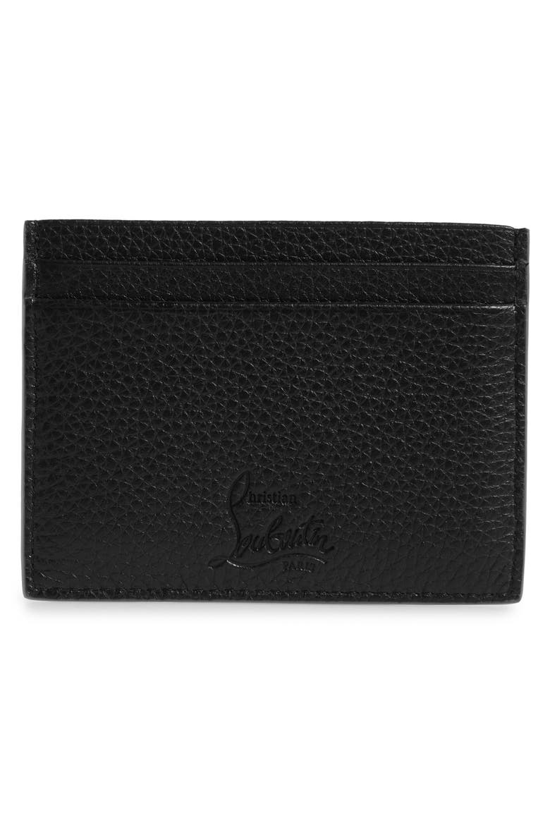 Kios Spikes Calfskin Leather Card Case, Alternate, color, BLACK/ BLACK