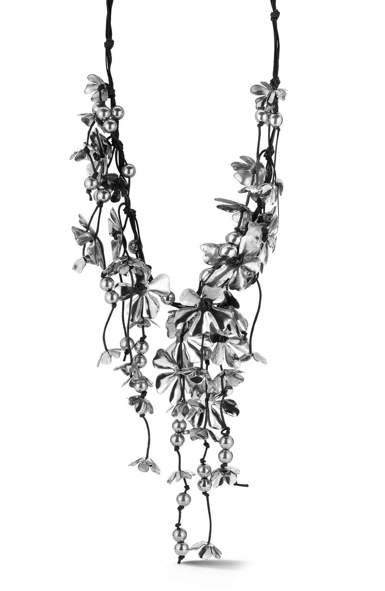 SPHERA MILANO Flower Necklace, Main, color, Silver