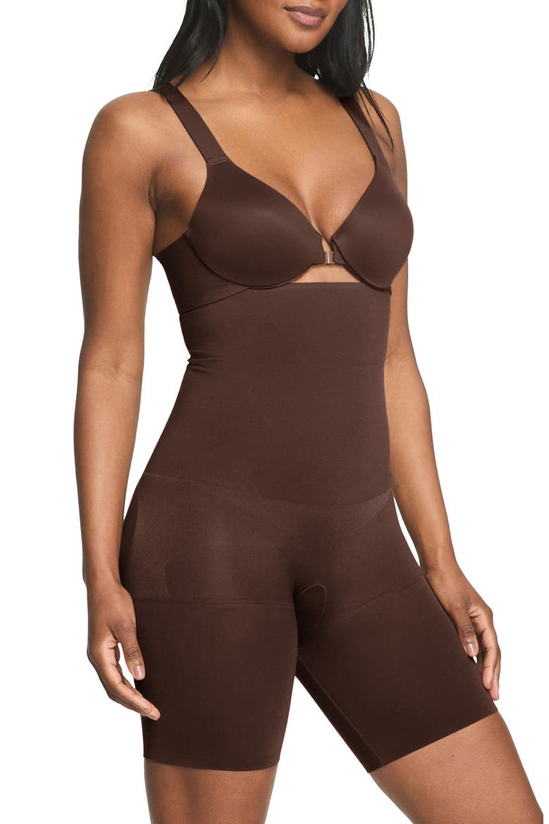 High Waist Mid Thigh Shaper Shorts, Main, color, CHESTNUT BROWN