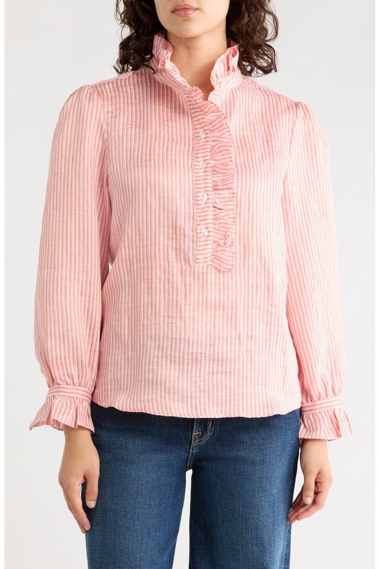 Camile Stripe Linen Blend Top, Main, color, MULTI PINK