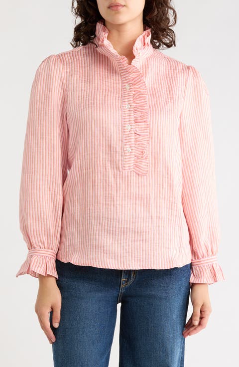Camile Stripe Linen Blend Top