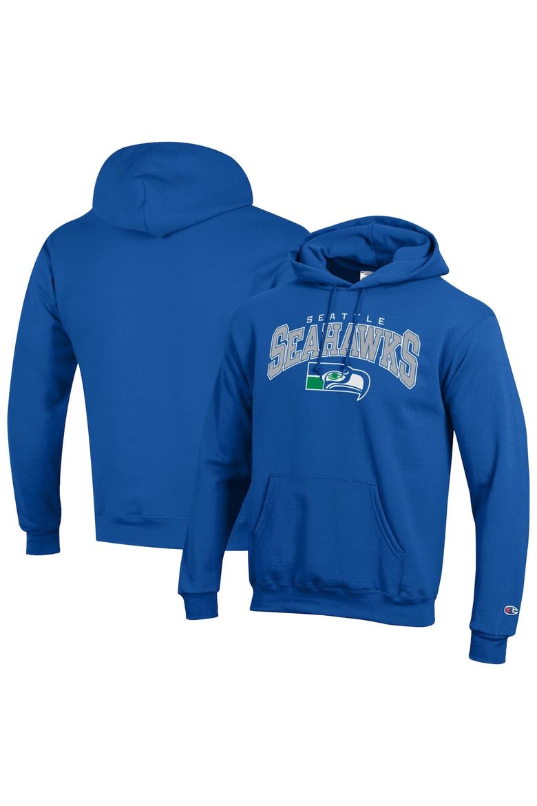 Men's Champion Royal Seattle Seahawks Powerblend Arch over Logo Hoodie, Main, color, Royal