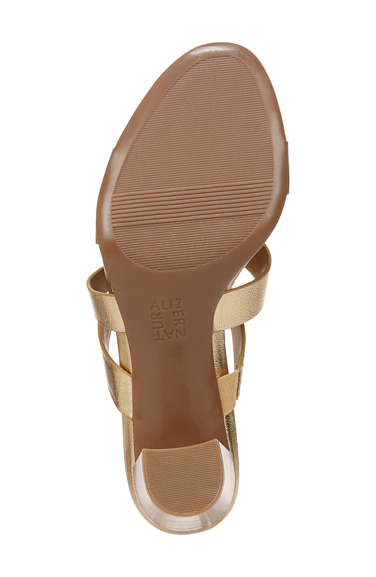 Naturalizer Beaming Block Heel Slide Sandal, Alternate, color, Dark Gold Faux Leather