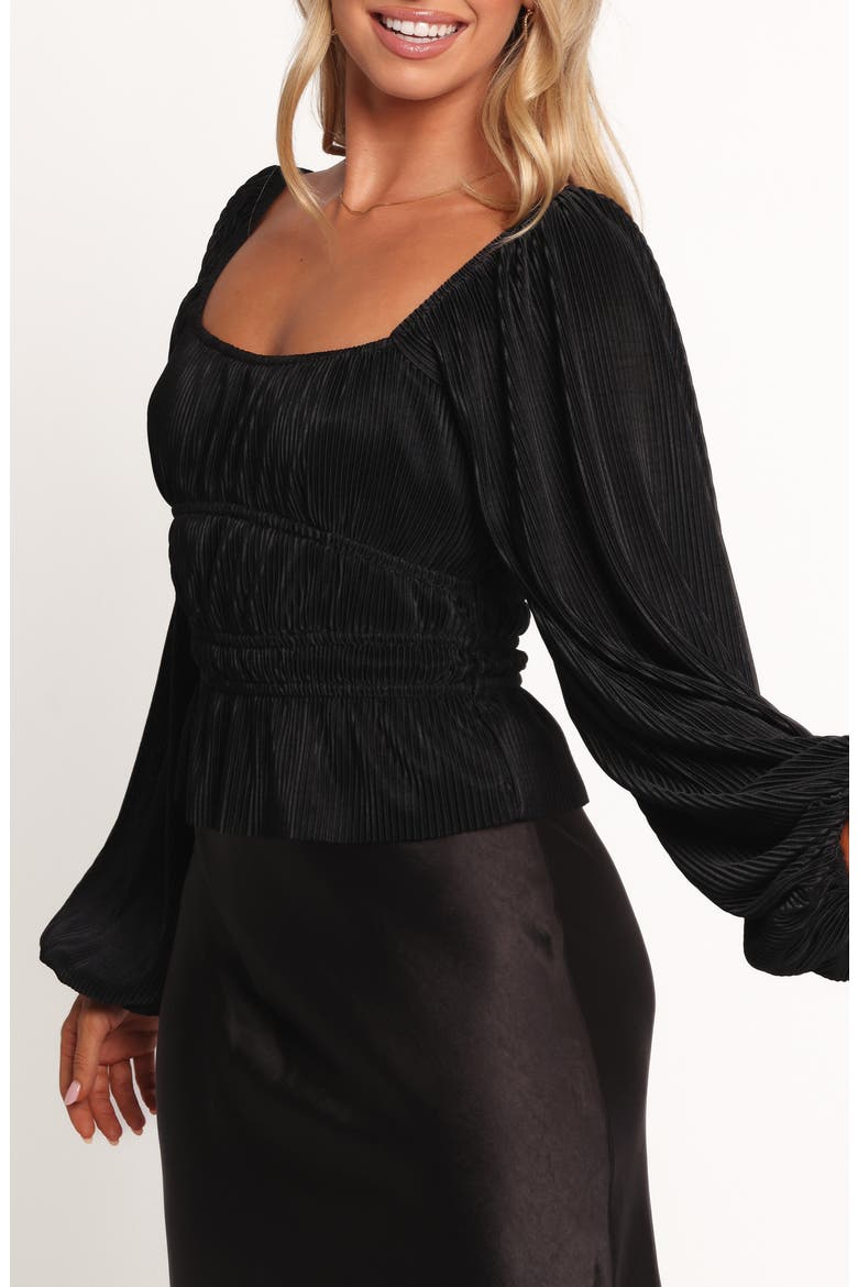 Ceppia Plissé Long Sleeve Top, Alternate, color, BLACK