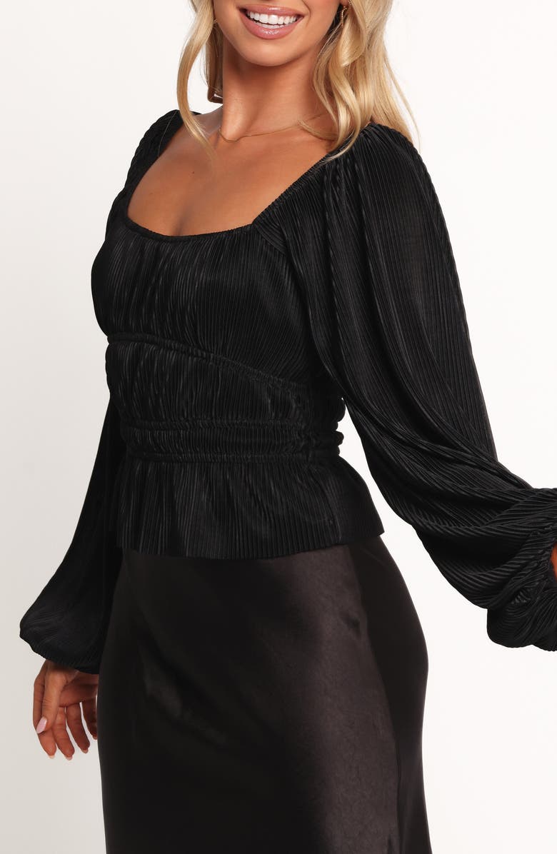 Petal & Pup Ceppia Plissé Long Sleeve Top, Alternate, color, Black