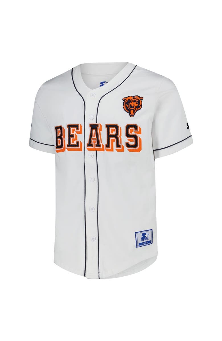 STARTER Men's Starter  White Chicago Bears Relay Full-Button Baseball Jersey, Alternate, color, White