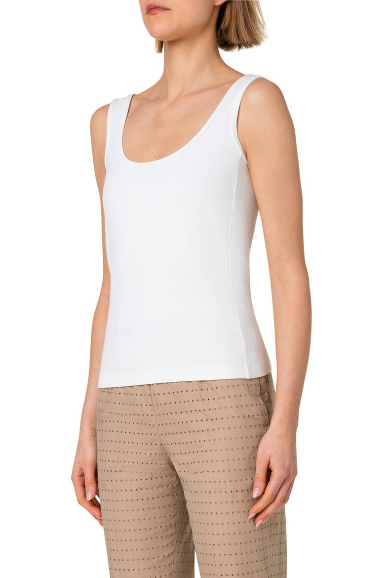 Fitted Scoop Neck Jersey Tank, Alternate, color, CREAM