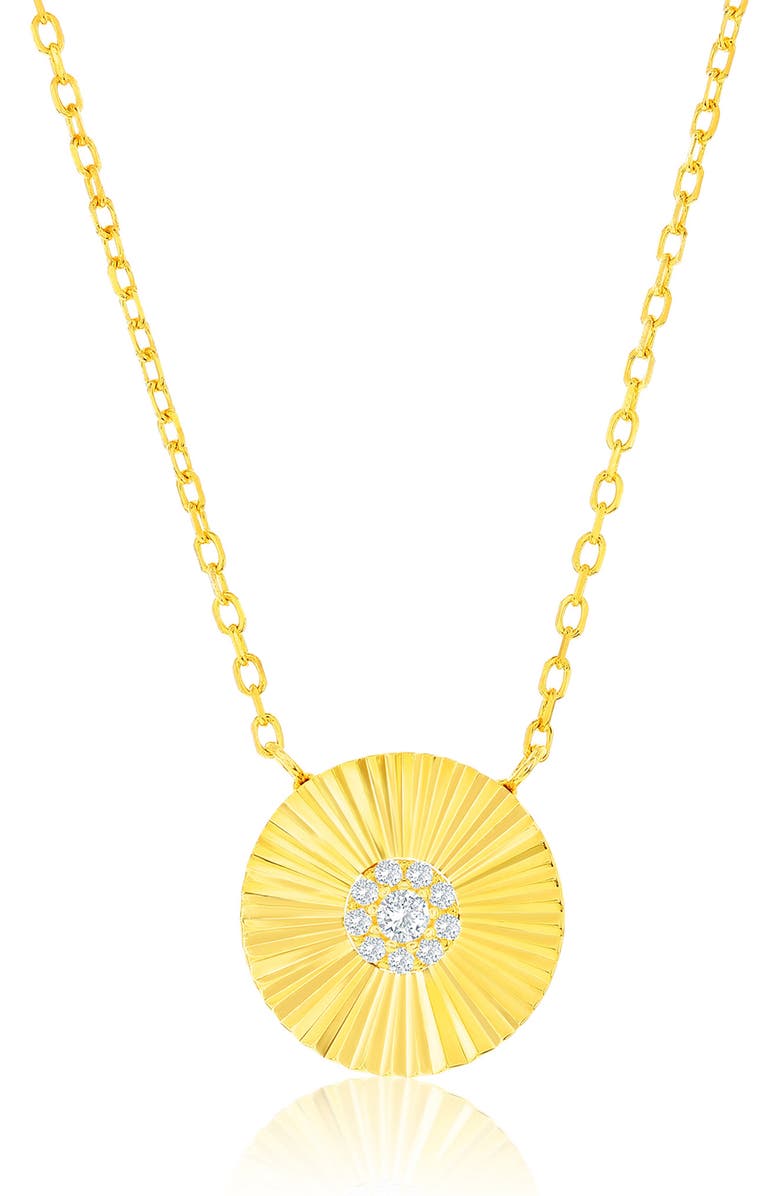 SIMONA Cubic Zirconia Circle Pendant Necklace, Main, color, Gold