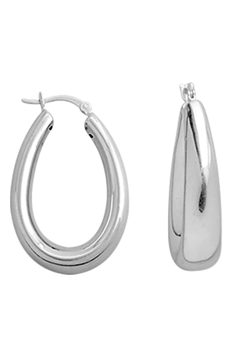 CANDELA JEWELRY Oval Hoop Earrings, Main, color, Silver