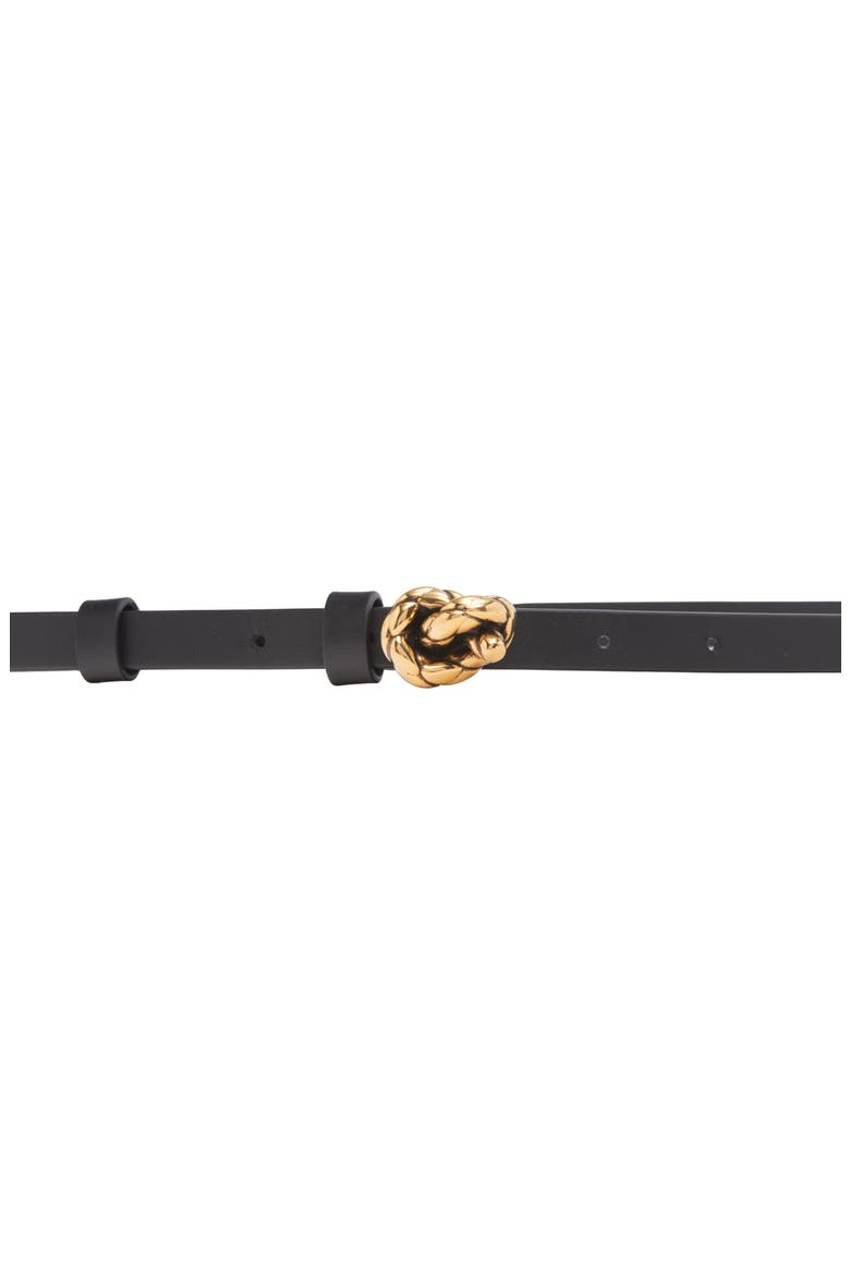 Intreccio Buckle Leather Belt, Alternate, color, BLACK-M BRASS